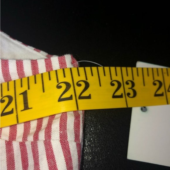 Kiel James Patrick Dress Red White Stripe Lined Back Zip 14 Seersucker Pockets - Picture 4 of 12